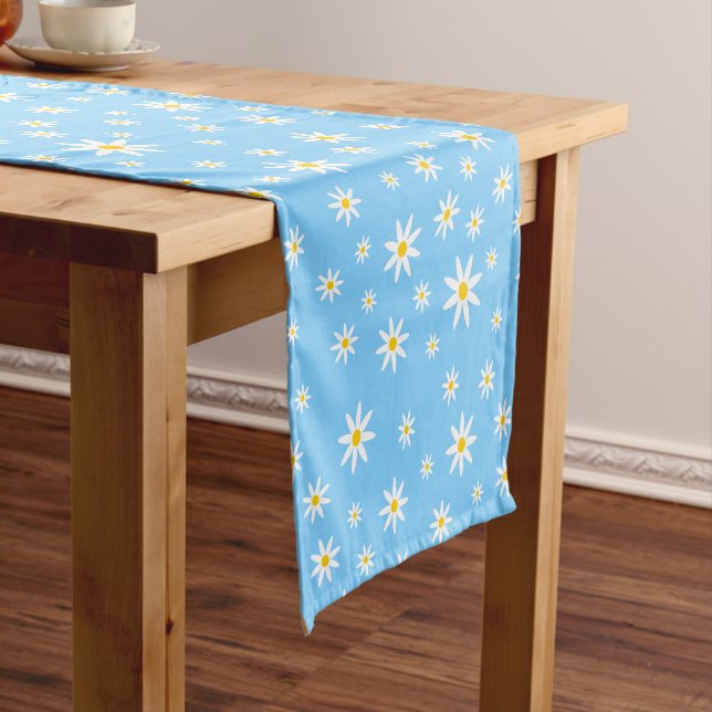 Blue Daisy Table Runner Kurzer Tischläufer (Beispiel)