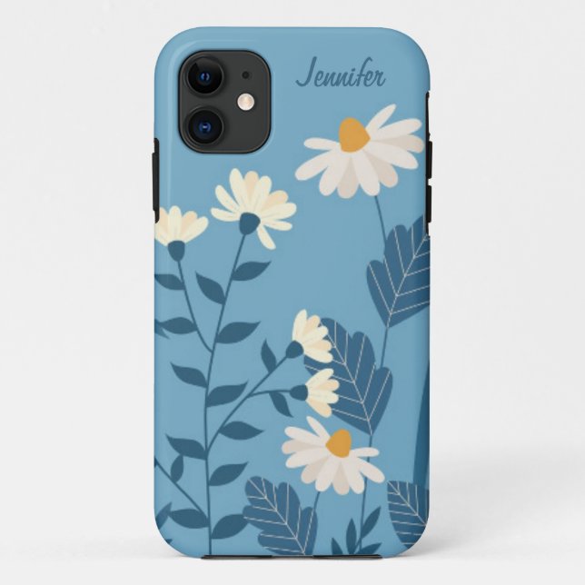 Blue Daisy Theme Personalisiert Phone Case Floral (Rückseite)