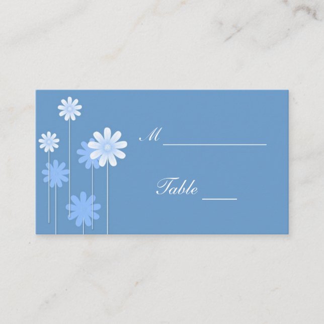 Blue Daisy Wedding Platzkarte Holders (Vorderseite)