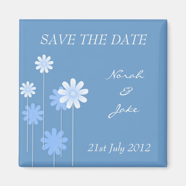 Blue Daisy Wedding Save the Date Magnet (Vorne)