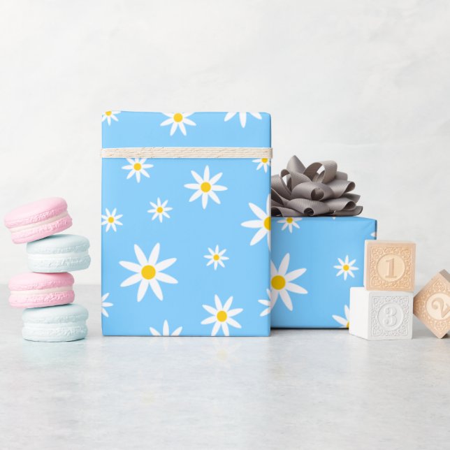 Blue Daisy Wrapping Paper Geschenkpapier (Babyparty)
