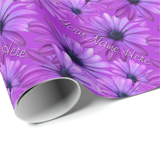 Blue Daisy Wrapping Paper Personalisiert Gift Pape Geschenkpapier (Rolleneckpunkt)
