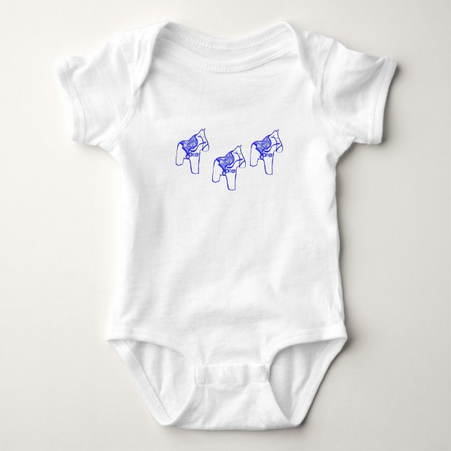 Blue Dala Horse Baby Bodysuit Baby Strampler (Vorderseite)