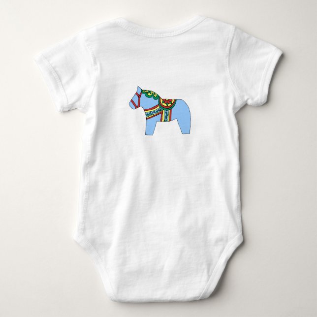 Blue Dala Horse Baby Bodysuit Strampler (Rückseite)