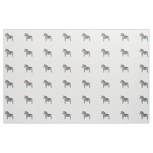 Blue Dala Horse Fabric Stoff