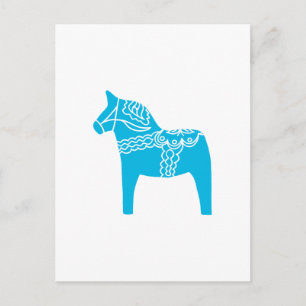 Blue Dala Horse Postkarte