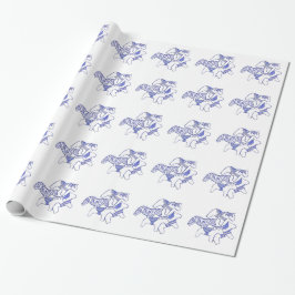 Blue Dala Horse Wrapping Paper Geschenkpapier