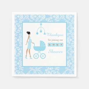 Blue Damask Afroamerikanerin Babydusche Serviette