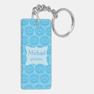 Blue Damask Baby Boy Nom Personnalisé