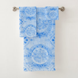 Blue Damask Badetuch Set