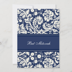 Blue Damask Bat Mitzvah Einladungen