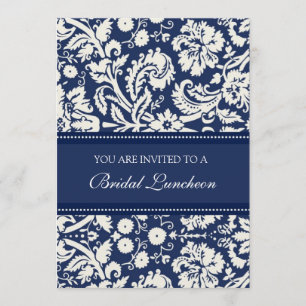 Blue Damask Bridal Luncheon Einladung Karte