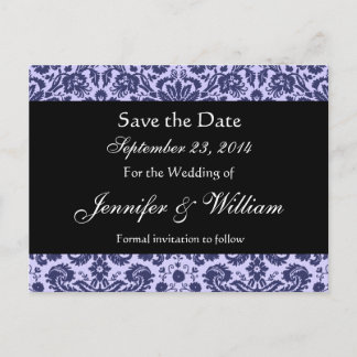 Blue Damask Enregistrer la date Carte postale