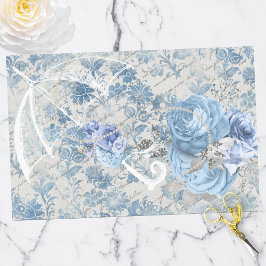 Blue Damask Ephemera Floral Country Chic Seidenpapier