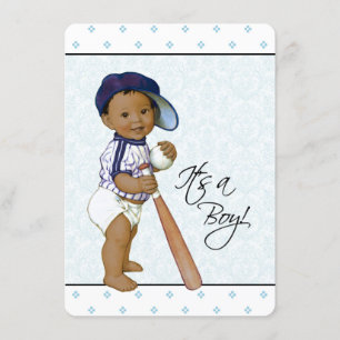 Blue Damask Ethnic Baby Dusche Einladung