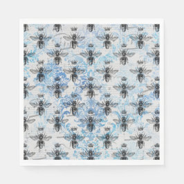 Blue Damask Honeybee Serviette
