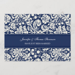 Blue Damask Just Married Announctions Cards Ankündigung