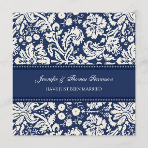 Blue Damask Just Married Announctions Cards Ankündigung