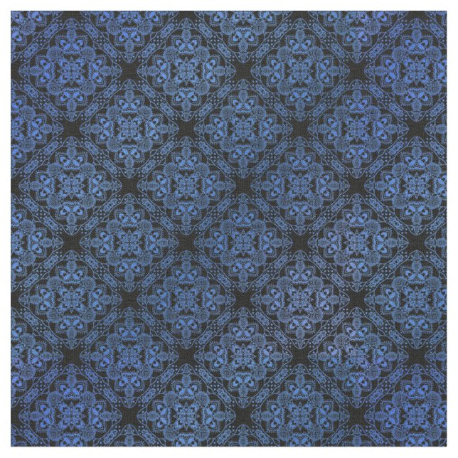 Blue Damask Medallion Pattern Stoff (Nahaufnahme)