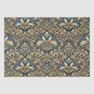 Blue Damask mit Gold-Muster-Decoupage Seidenpapier