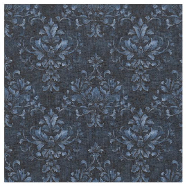 Blue Damask on Dark Blue Stoff (Nahaufnahme)