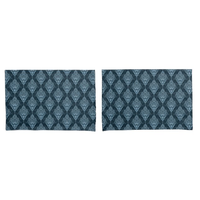 Blue Damask Print Pillowcase Set Kissenbezug (Vorderseite-Set)