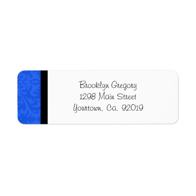 Blue Damask Rücksendeadresse (Vorne)