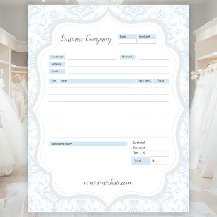 Blue Damask Theme Order Form und Anrufbemerkungs-E Notizblock