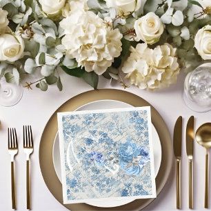 Blue Damask Viktorianisch Umbrella Ephemera Floral Serviette