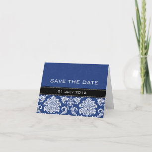 Blue Damask Wedding Save the Date Ankündigung