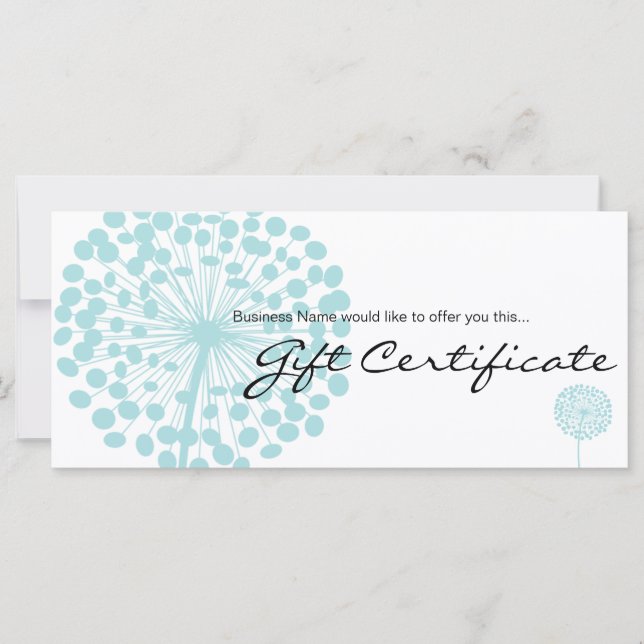 Blue Dandelion Blume Geschenkgutschein Design 4b (Vorderseite)