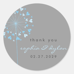 Blue Dandelion Blume Liebe Herbst Hochzeit Runder Aufkleber