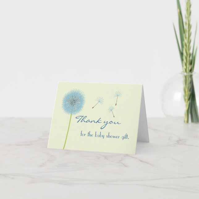 Blue Dandelion Dankeschön Card Dankeskarte (Vorderseite)