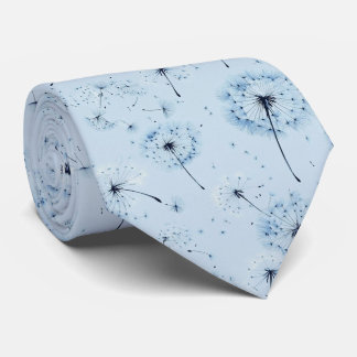 Blue Dandelion Drift on Soft Sky Blue Background Krawatte