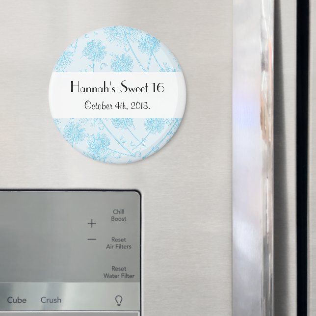 Blue Dandelion Flowers, Floral Sweet 16 Magnet (In Situ (Kühlschrank))