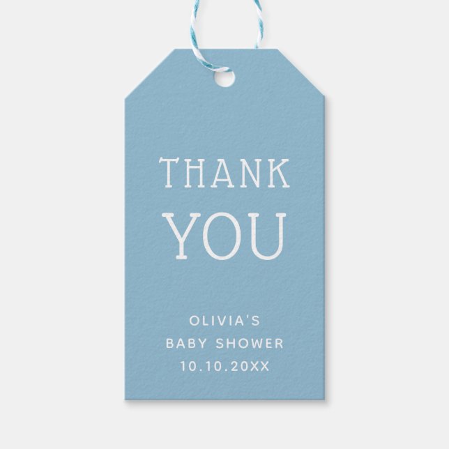 Blue Danke Baby Dusche | Minimalistisch Nautic Geschenkanhänger (Vorderseite)
