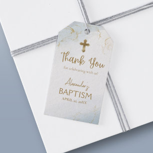 Blue Danke, Gold Cross Boy Taufe Geschenkanhänger