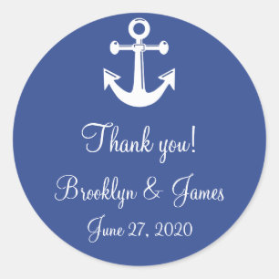 Blue Danke Nautical Wedding Stickers