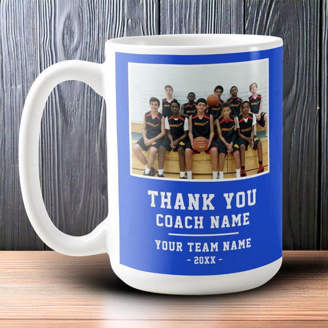 Blue Dankeschön Coach Team Name Foto Kaffeetasse (Von Creator hochgeladen)
