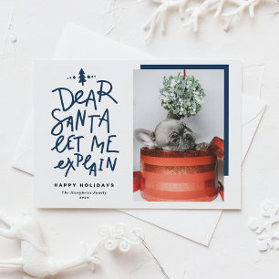 Blue Dear Santa Lass Me Erklären Baby Foto Feiertagspostkarte