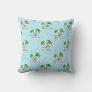 Blue Deck The Palms Tropical Christmas Santa Flami Kissen