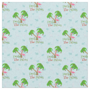 Blue Deck The Palms Tropical Christmas Santa Flami Stoff