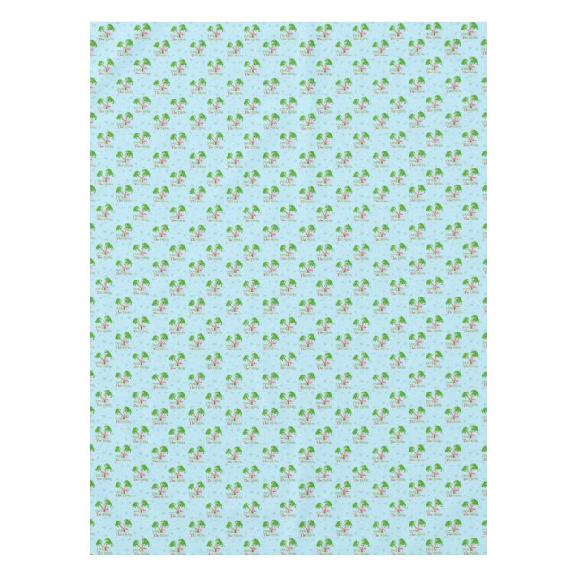 Blue Deck The Palms Tropical Christmas Santa Flami Tischdecke (Vorderseite)
