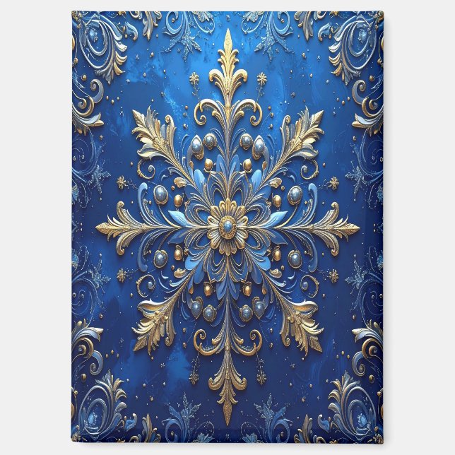 Blue Decorative Christmas Holiday Magnet (Vorderseite)