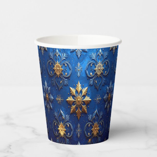 Blue Decorative Christmas Holiday Paper Cups Pappbecher (Links)