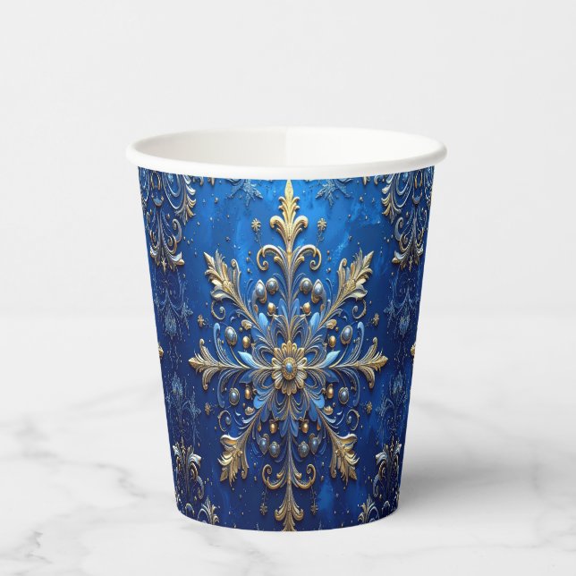Blue Decorative Christmas Holiday Paper Cups Pappbecher (Links)