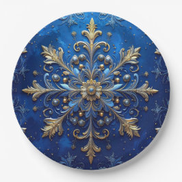 Blue Decorative Christmas Holiday Paper Plate Pappteller