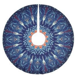 Blue Decorative Christmas Tree Skirt Polyester Weihnachtsbaumdecke