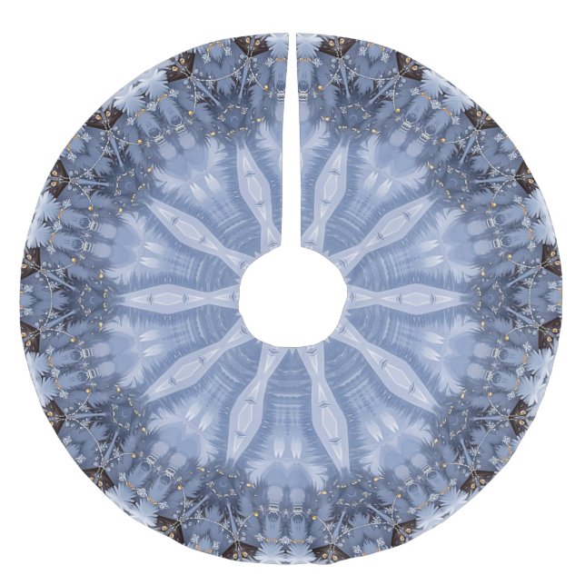 Blue Decorative Christmas Tree Skirt Polyester Weihnachtsbaumdecke (Vorderseite)