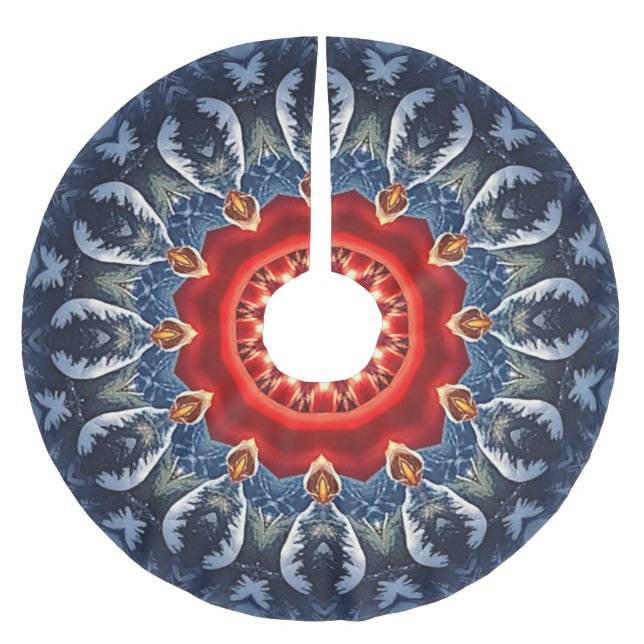 Blue Decorative Christmas Tree Skirt Polyester Weihnachtsbaumdecke (Vorderseite)